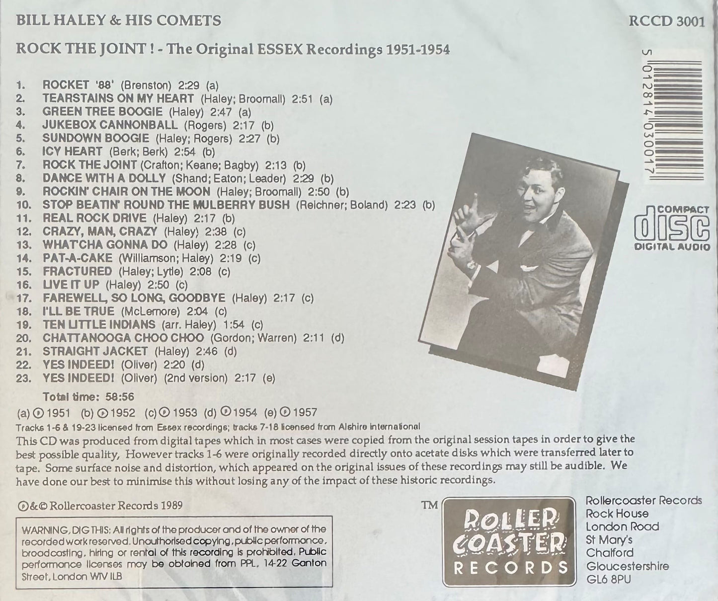 CD - Bill Haley & His Comets - Rock The Joint - The Essex Recordings 1951-1954