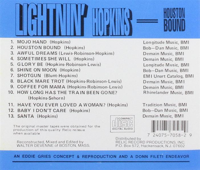 CD - Lightnin' Hopkins - Houston Bound