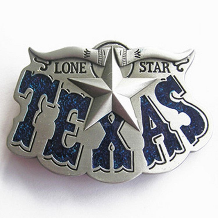 Gürtelschnalle - Western Texas Star Blue