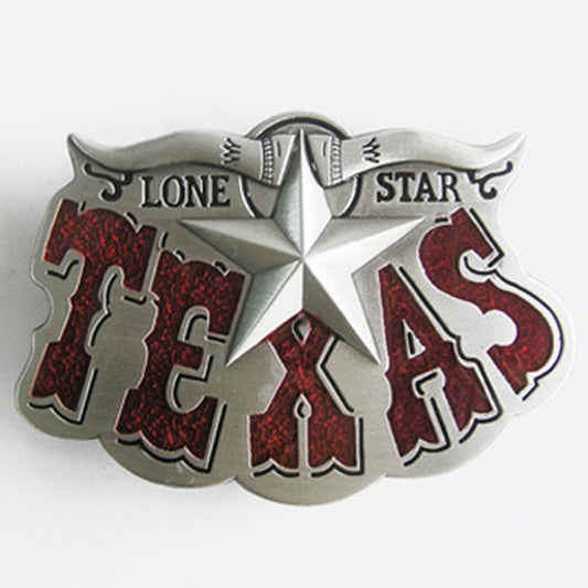 Gürtelschnalle - Western Texas Star Red