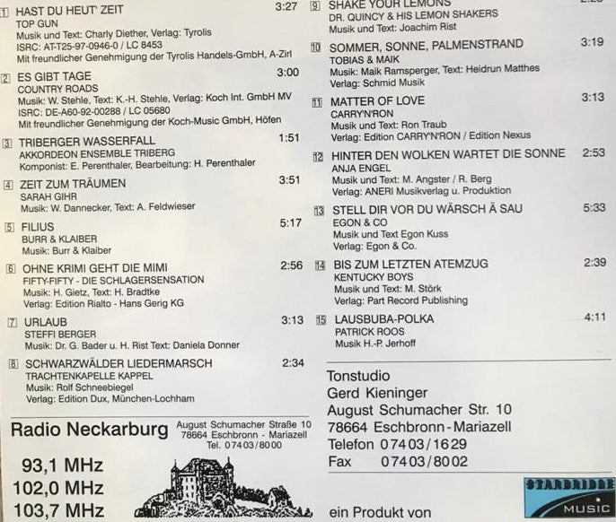 CD - VA - Radio Neckarburg - Die Musikalische Vielfalt Aus Schwarzwald, Baar & Schwaben