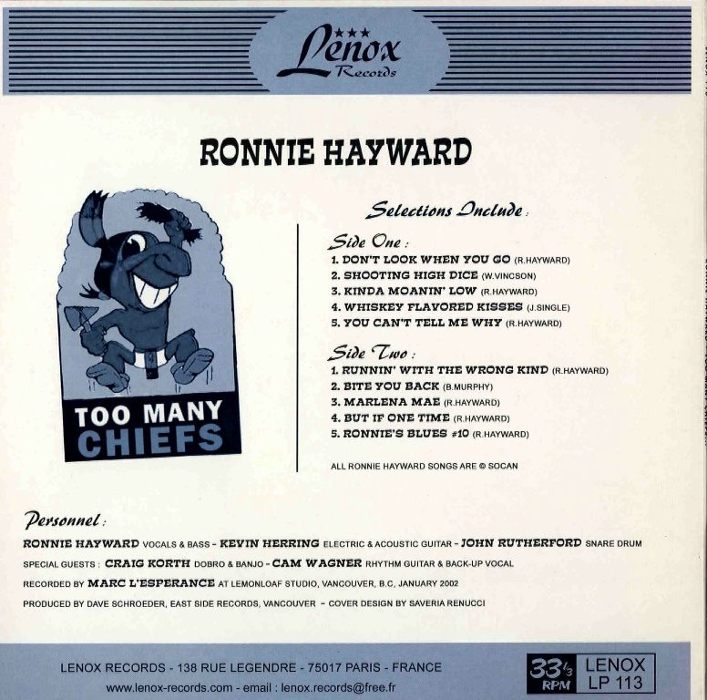 10inch - Ronnie Hayward - Too Many Chiefs
