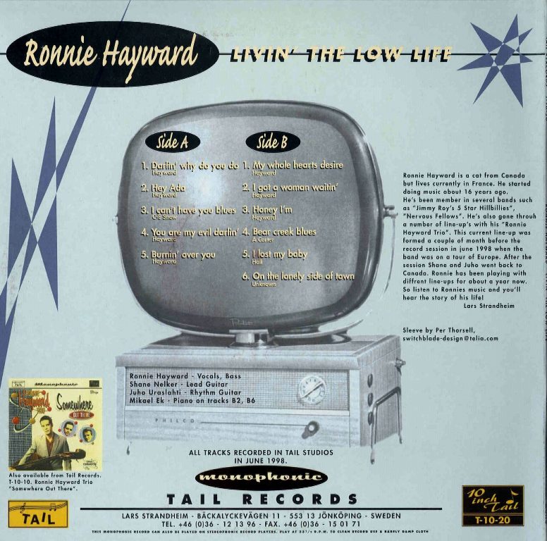 10inch - Ronnie Hayward Trio - Livin' The Low Life