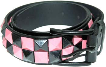 Gürtel - Pyramide 2-reihig - Schwarz Rosa