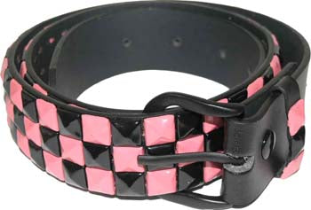 Gürtel - Pyramide 3-reihig - Schwarz Rosa