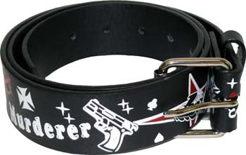 Gürtel - Schwarz Bedruckt Mit Waffen Und Skulls