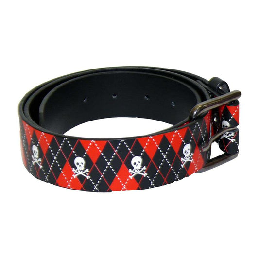 Gürtel - Betruckt- Rautenmuster Skull