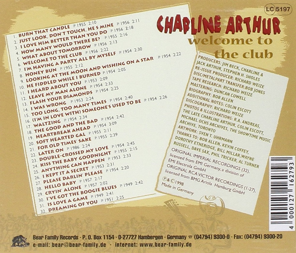 CD - Charline Arthur - Welcome To The Club