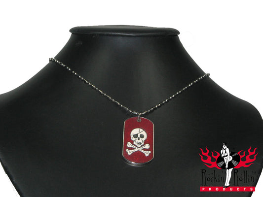 Halskette Metall - Anhänger Skull Rot