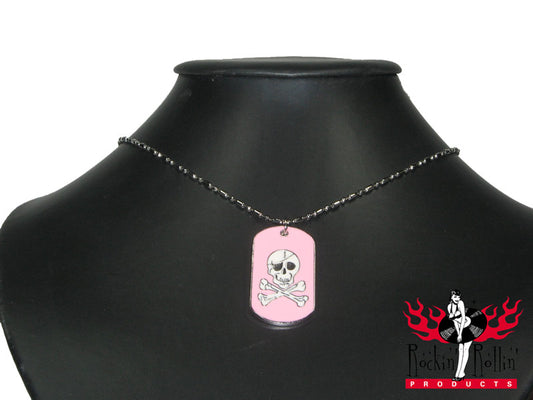 Halskette Metall - Anhänger Skull Pink