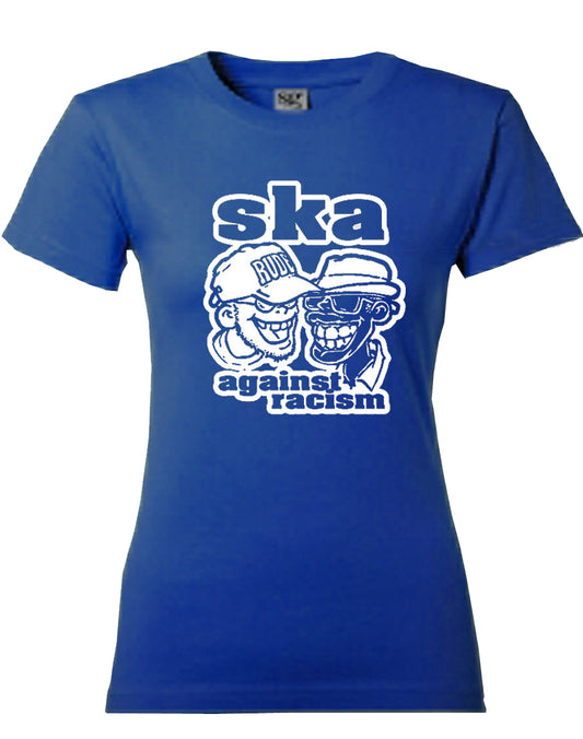 Girl-Shirt - Busters - Ska Against Racism, blau