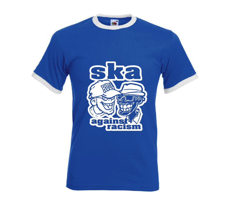 Ringer-Shirt - Busters - SKA AGAINST RACISM, blue