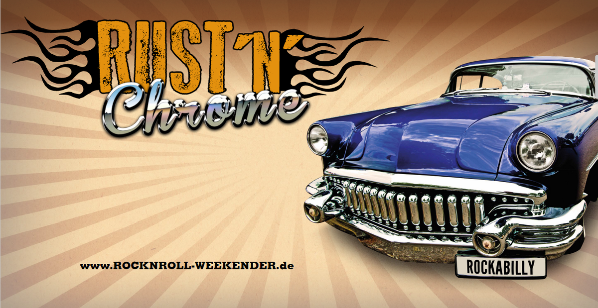 Bauzaunbanner Walldorf Weekender - Rust'N'Chrome - Blaues Auto