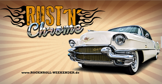 Bauzaunbanner Walldorf Weekender - Rust'N'Chrome - Weißes Auto