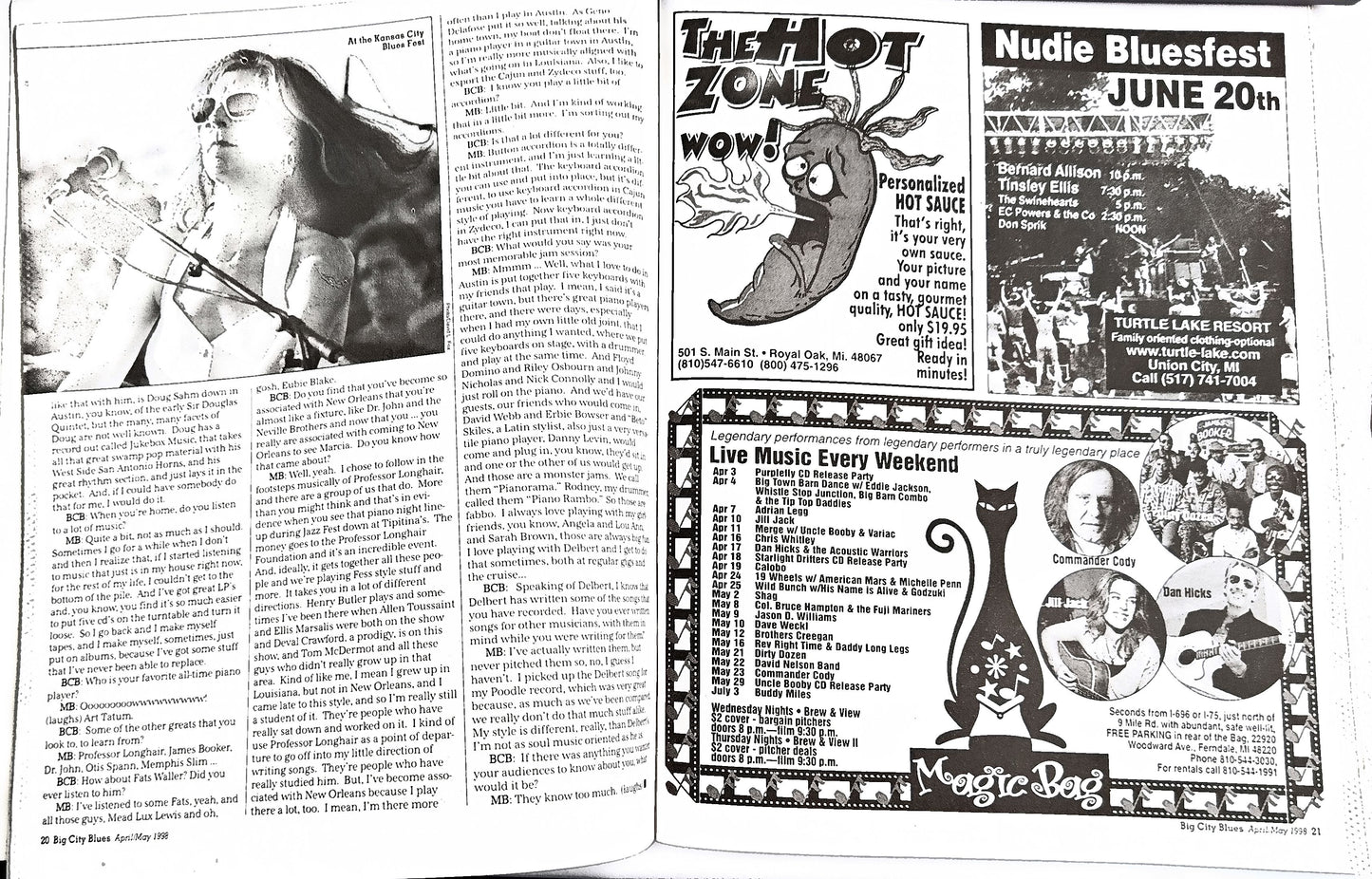 Magazin - Vintage April 1998 Big City Blues Magazine - Beauty & The Blues / Bonnie Raitt / Narcia Ball