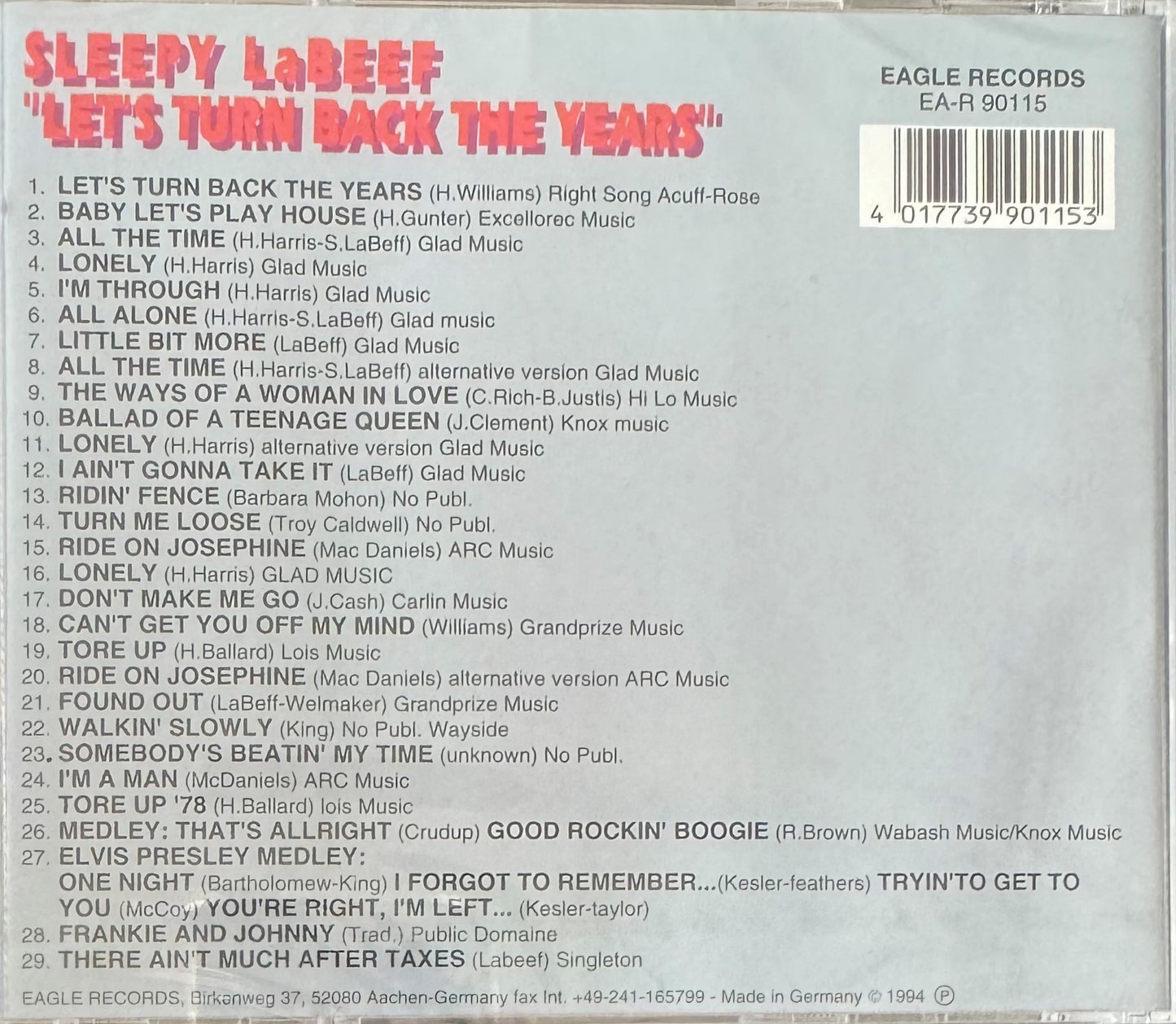 CD - Sleepy Labeef - Lets Turn Back The Years