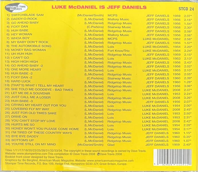 CD - Luke McDaniel - Is Jeff Daniels - Mississippi Honky-Tonk Rockabilly Man