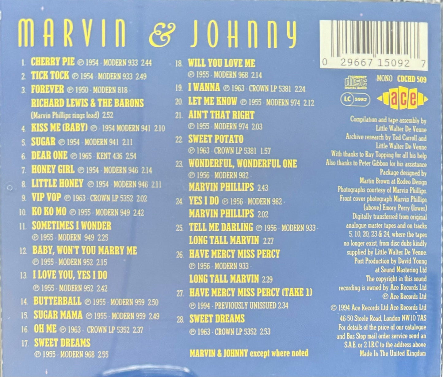 CD - Marvin & Johnny - Cherry Pie