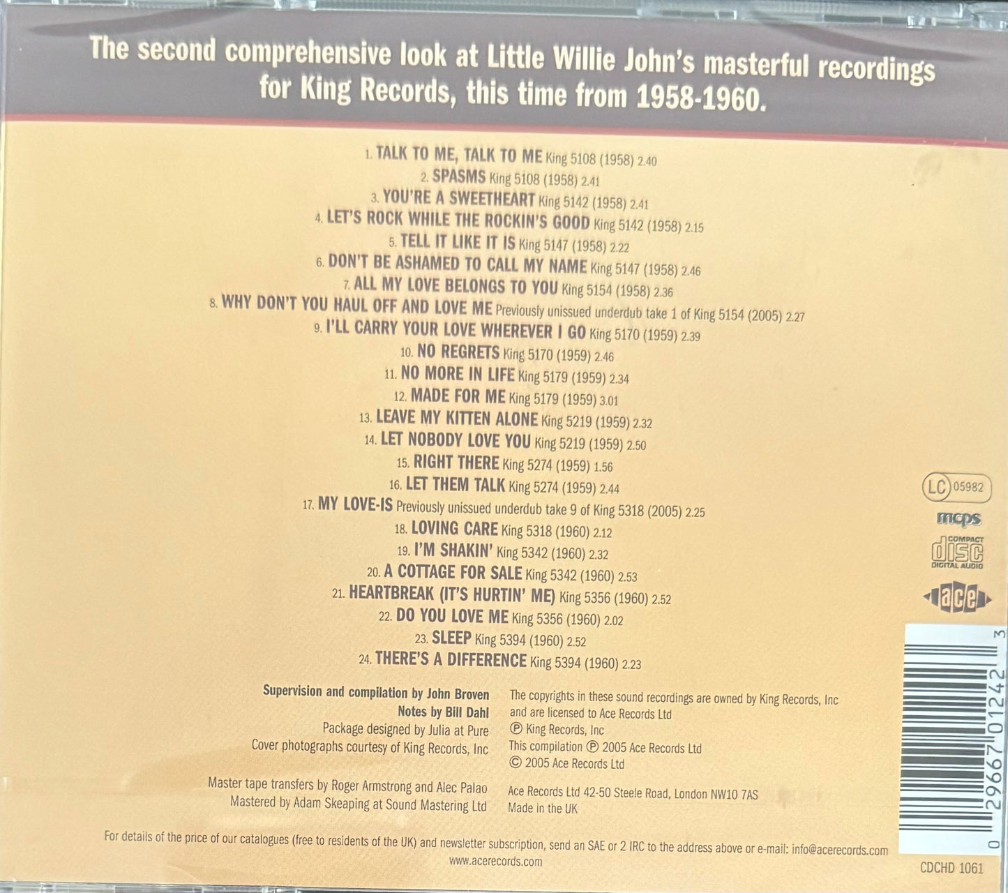 CD - Little Willie John - The King Sessions 1958-1960 Label