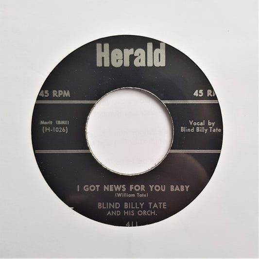 Single - Blind Billy Tate - Love Is A Crazy Thing, I Got News For You Baby