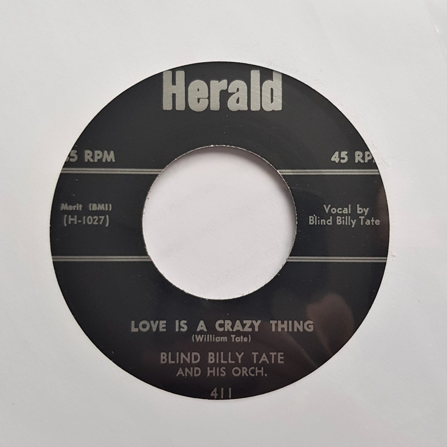 Single - Blind Billy Tate - Love Is A Crazy Thing, I Got News For You Baby