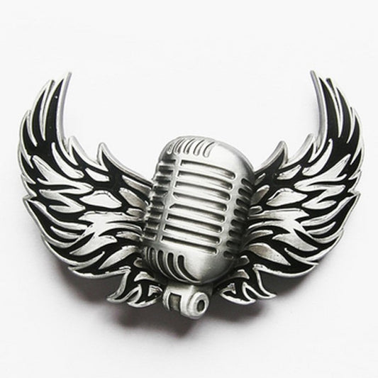 Gürtelschnalle - Microphone Flying Wings Rock Music