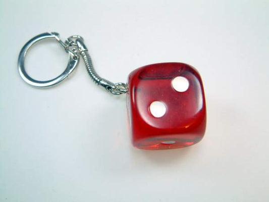 Schlüsselanhänger Würfel - Rot-Transparent, Klein