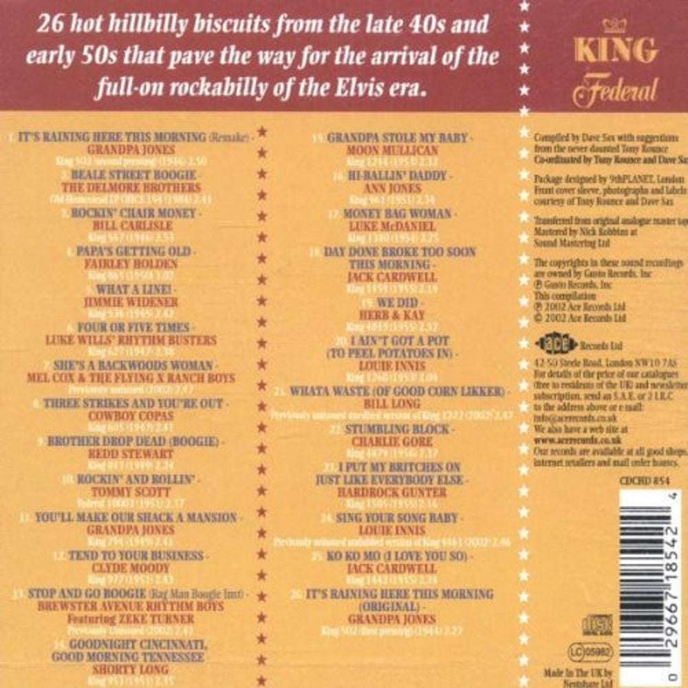 CD - VA - Hillbilly Bop'n'Boogie (King/Federal's Roots Of Rockabilly 1944-56)