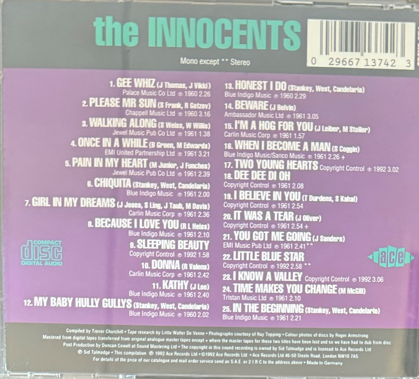 CD - Innocents - Complete Indigo Recordings