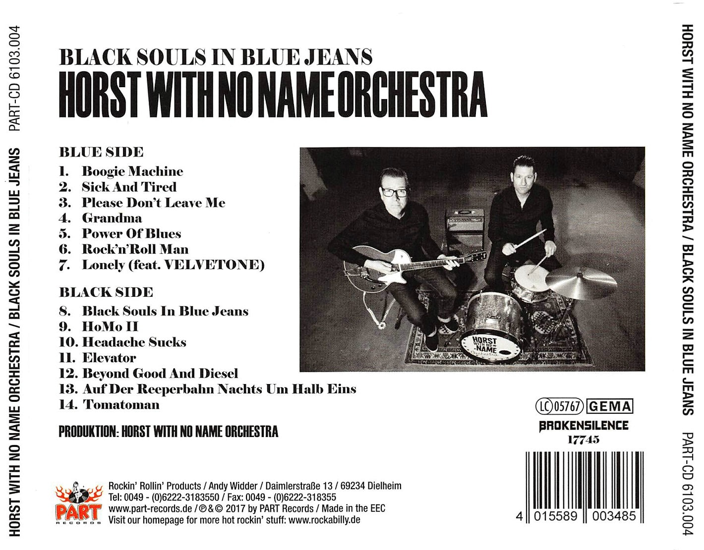 CD - Horst With No Name Orchestra- Black Souls in Blue Jeans