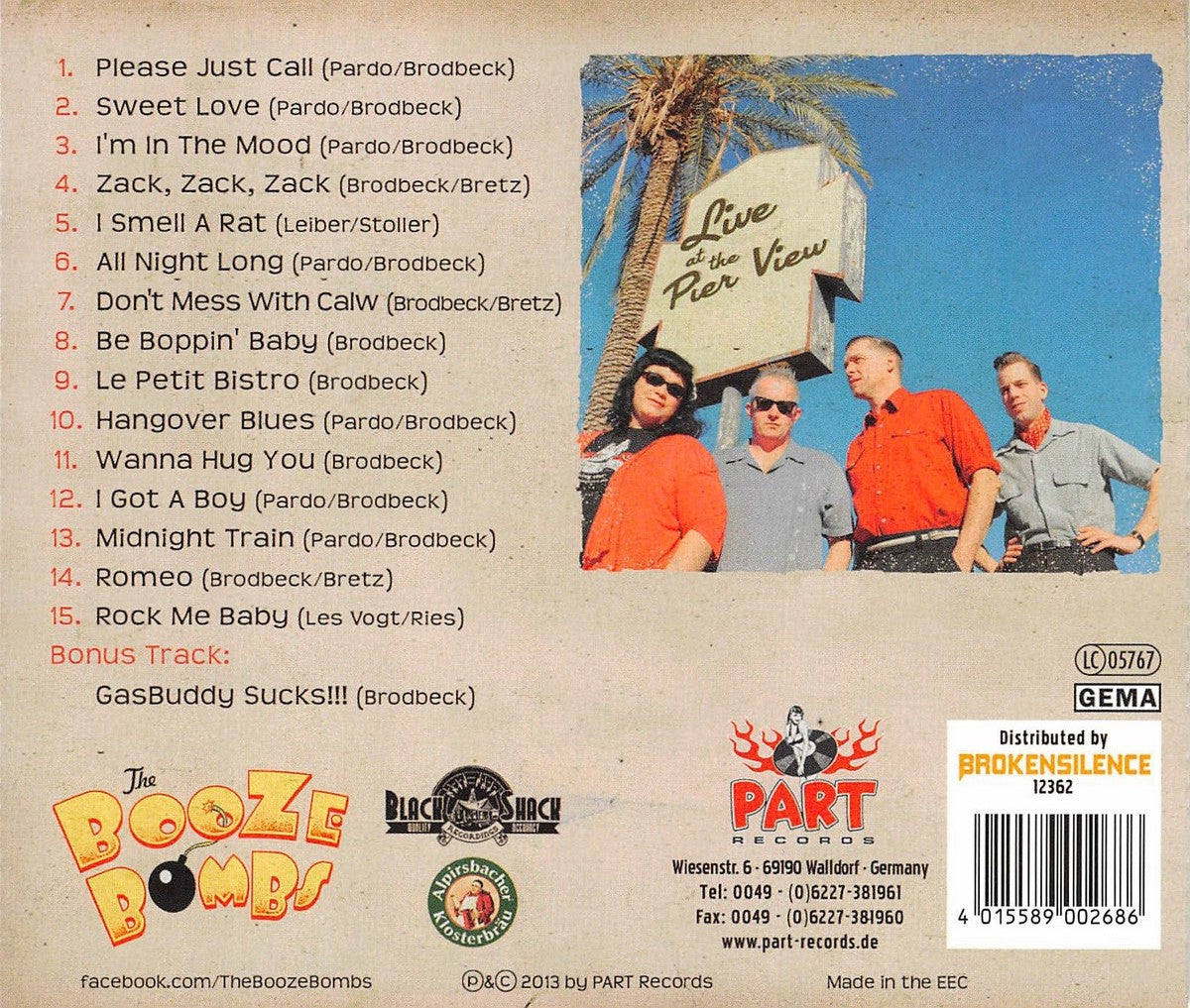 CD - Booze Bombs - Live At The Pier View Pub Riverside/CA