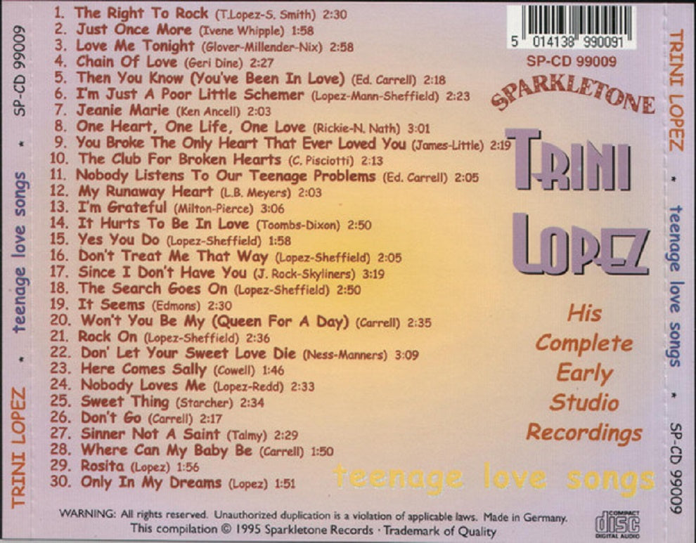 CD - Trini Lopez - Teenage Love Songs