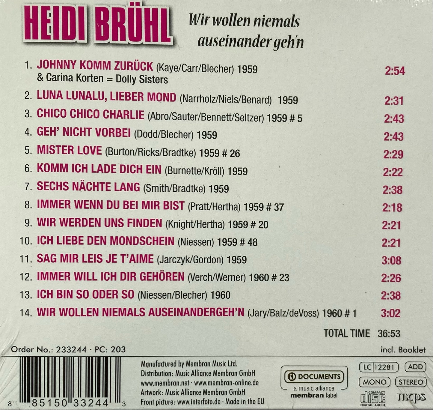 CD - Heidi Brühl - Wir Wollen Niemals Auseinander Gehen