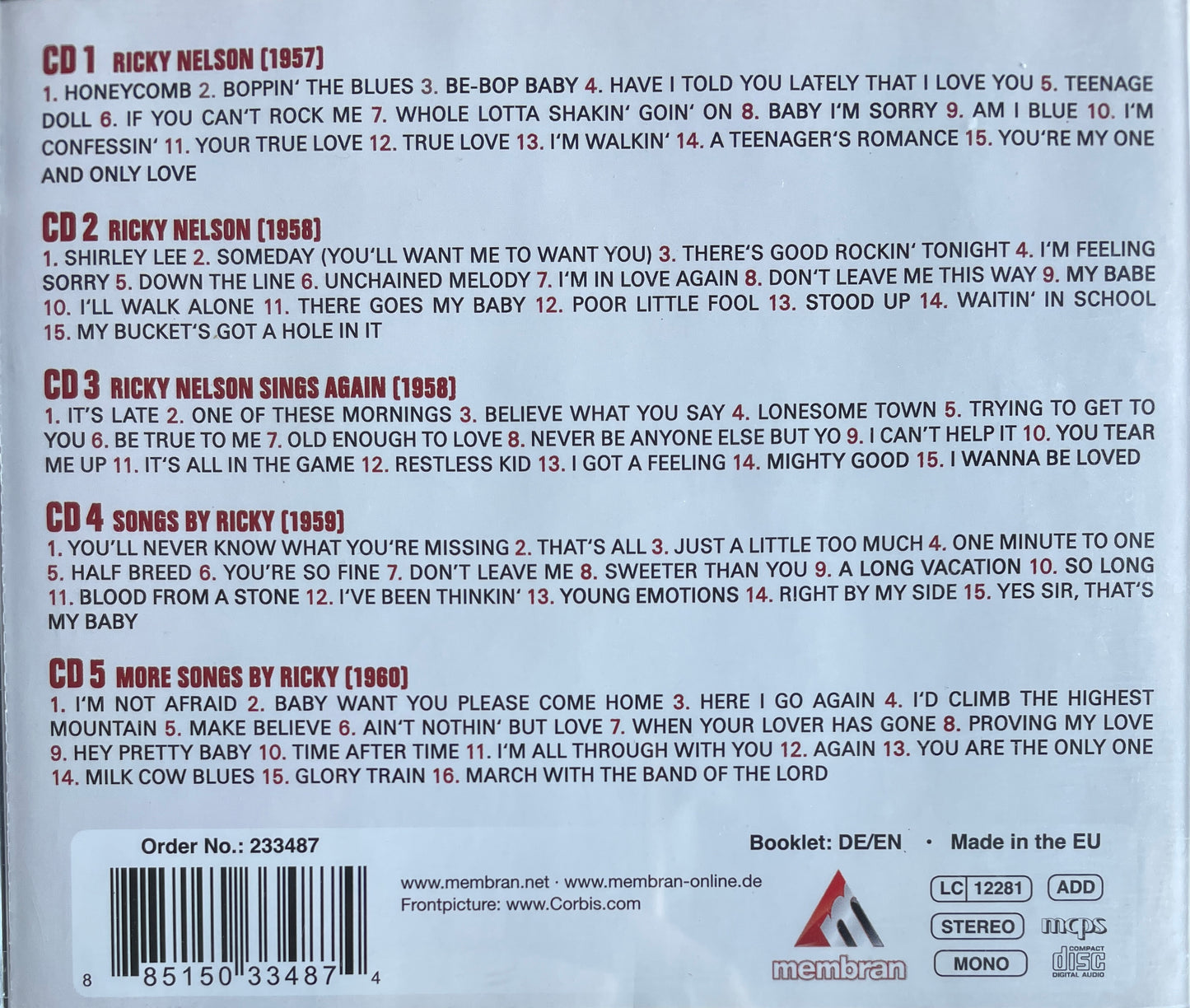 CD-4 - Ricky Nelson - The Teenage Idol