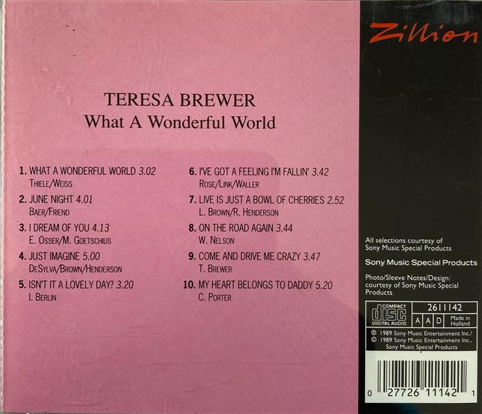 CD - Teresa Brewer - What A Wonderful World