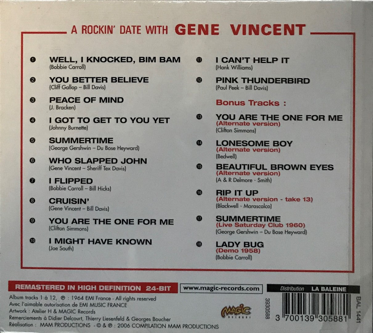 CD - Gene Vincent - A Rockin' Date With