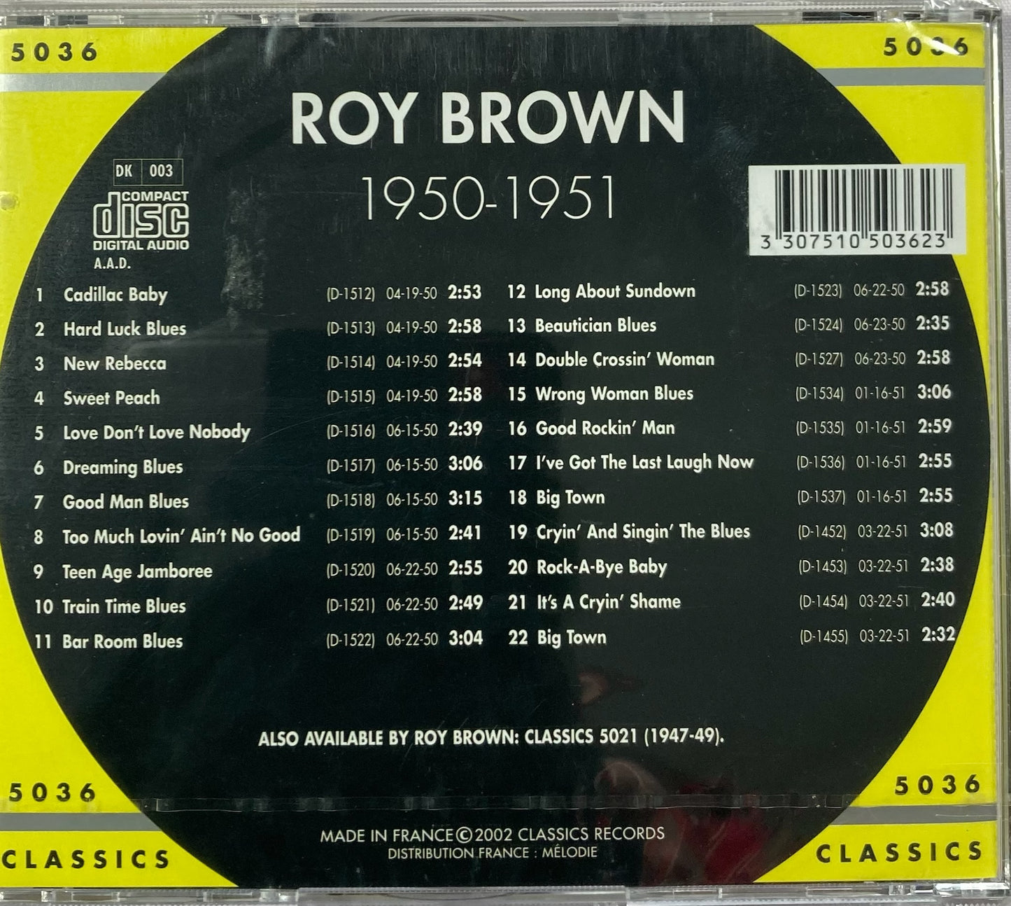 CD - Roy Brown - Classics 1950-1951