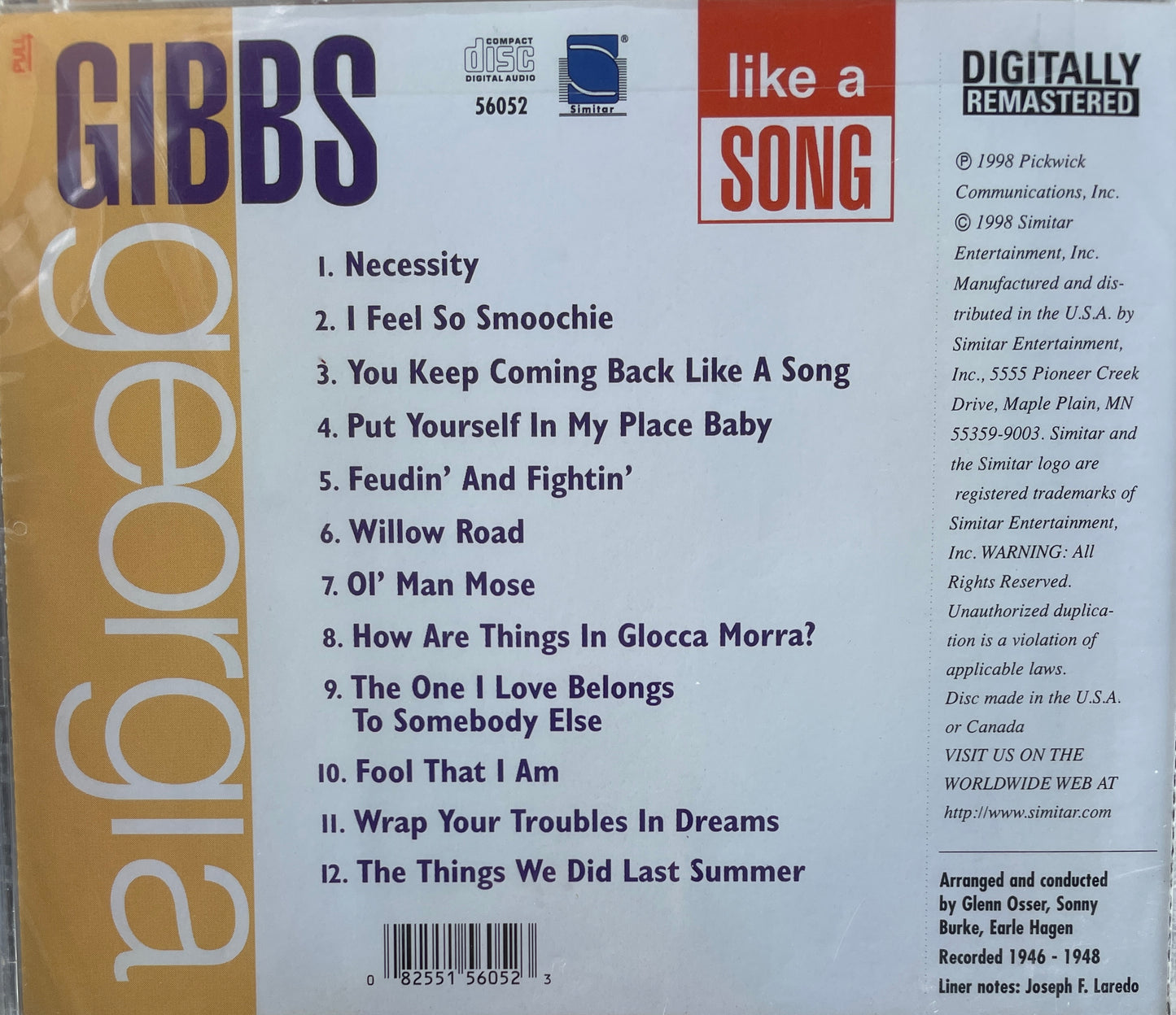 CD - Georgia Gibbs - Like A Song