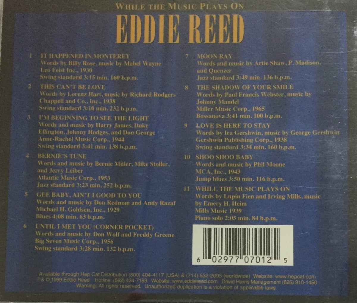 CD - Eddie Reed - While The Music Plays On