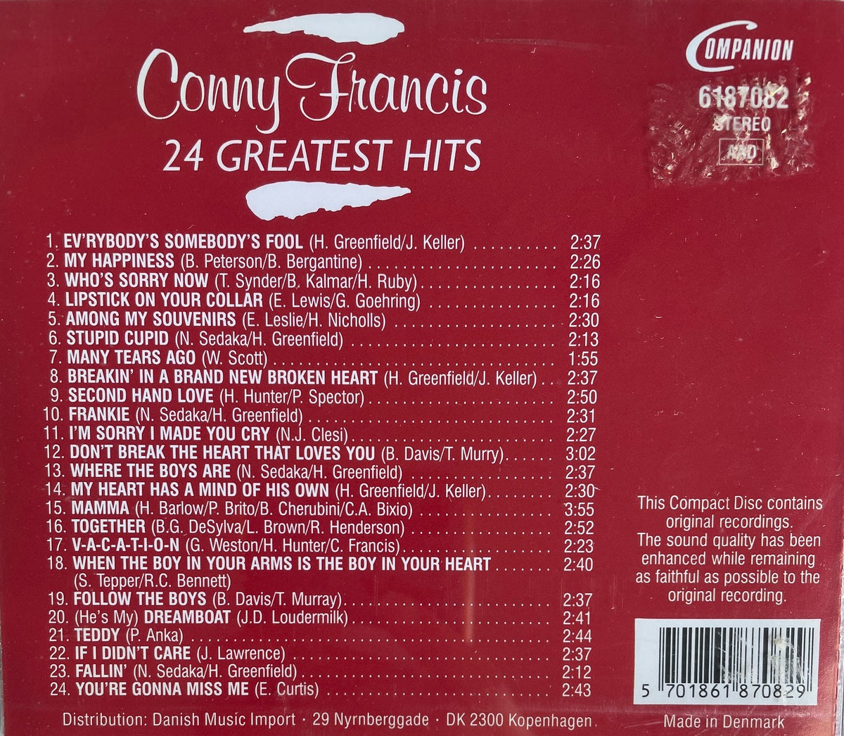 CD - Connie Francis - 24 Greatest Hits