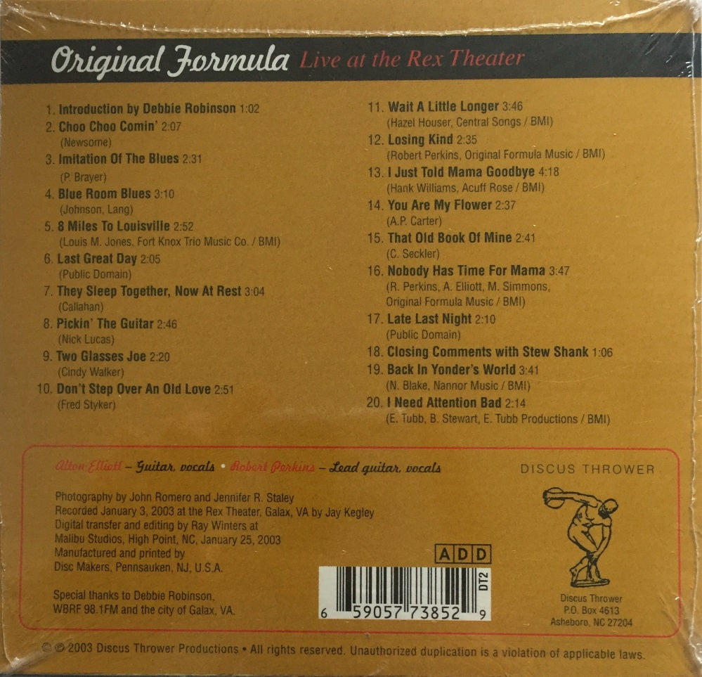 CD - Original Formula - Live At The Rex Theater