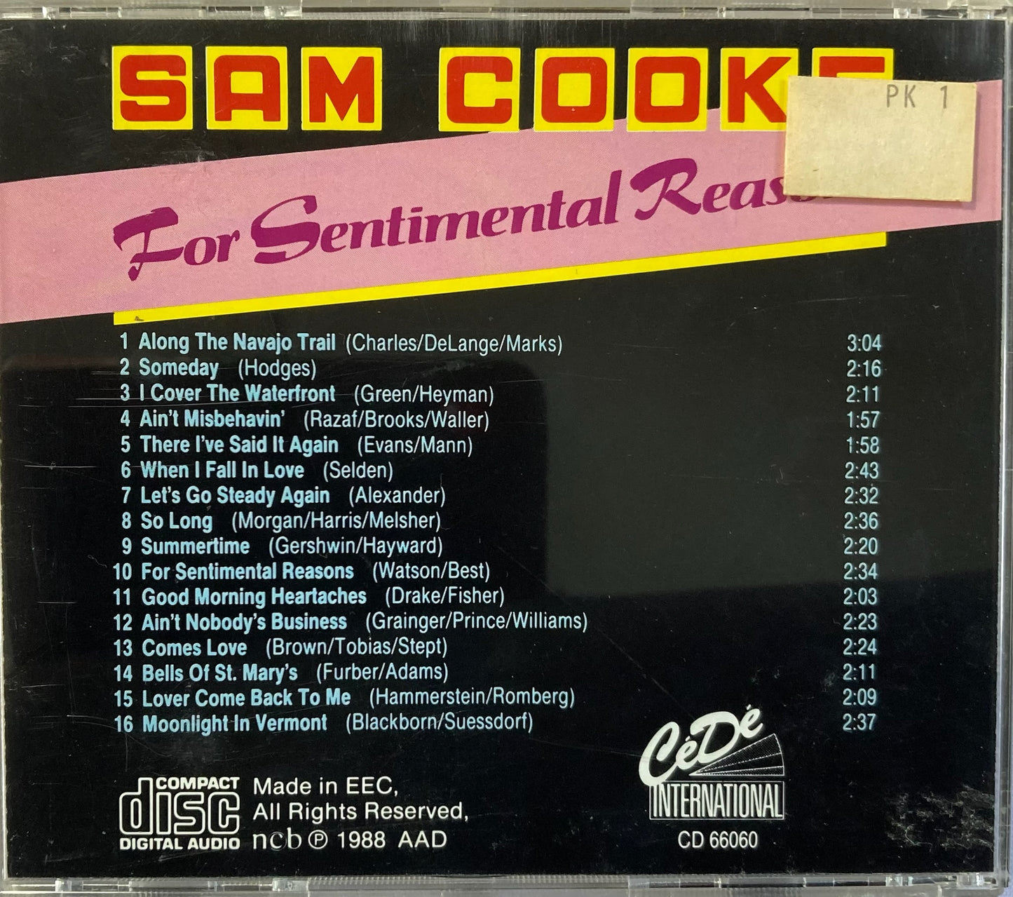 CD - Sam Cooke - For Sentimental Reasons