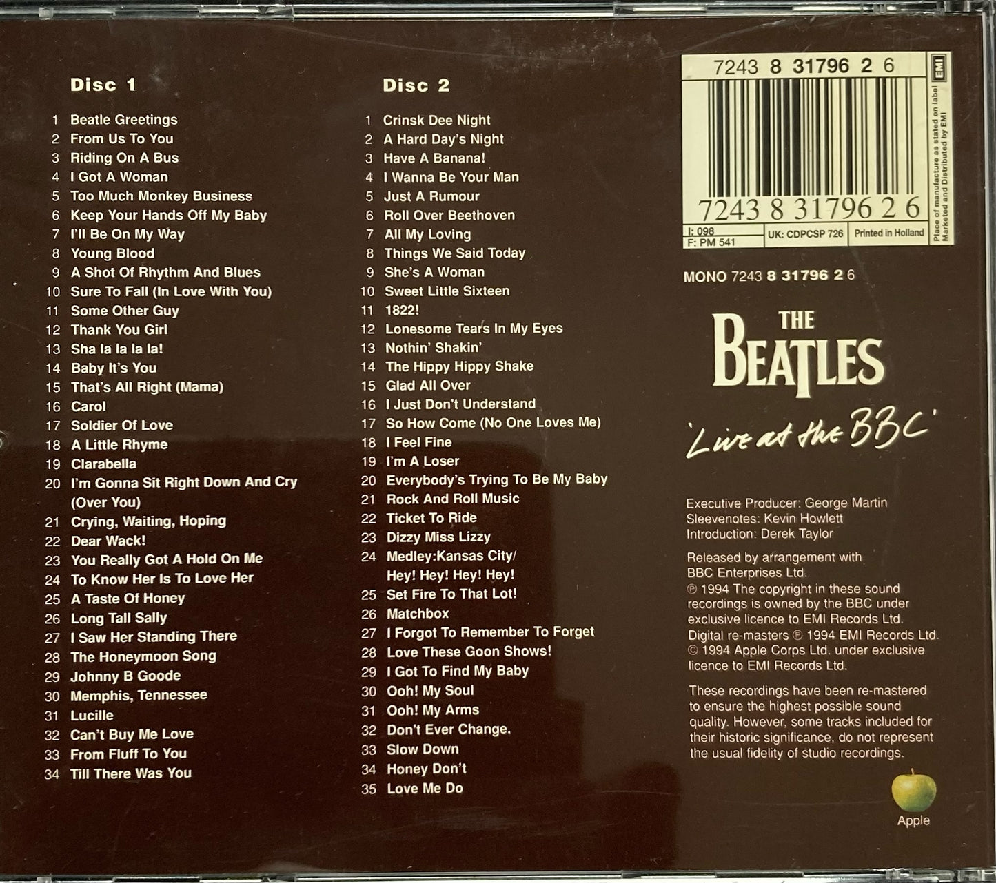 CD - Beatles - Live At The BBC