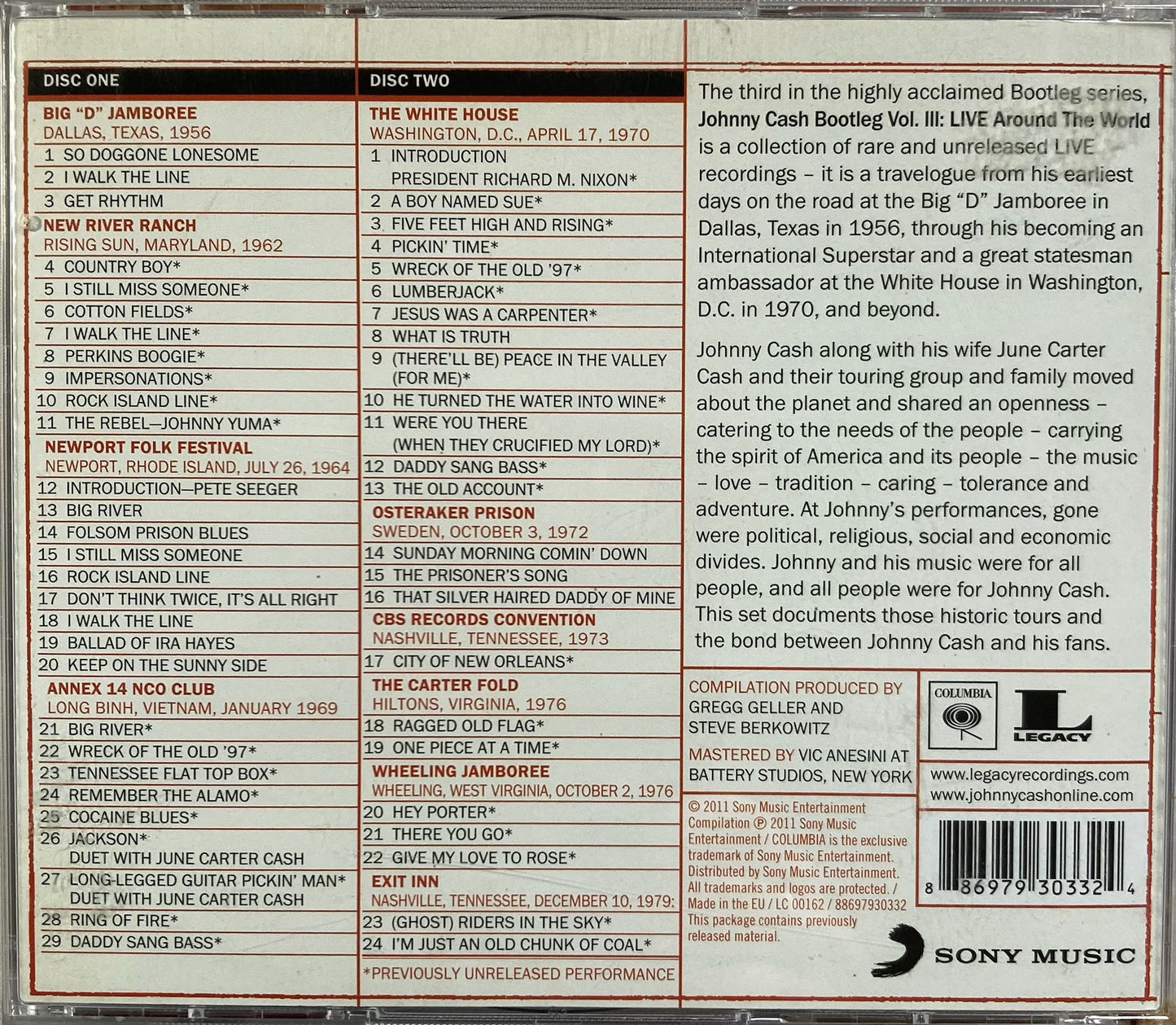 CD - Johnny Cash - In Person Bootleg Vol. 3