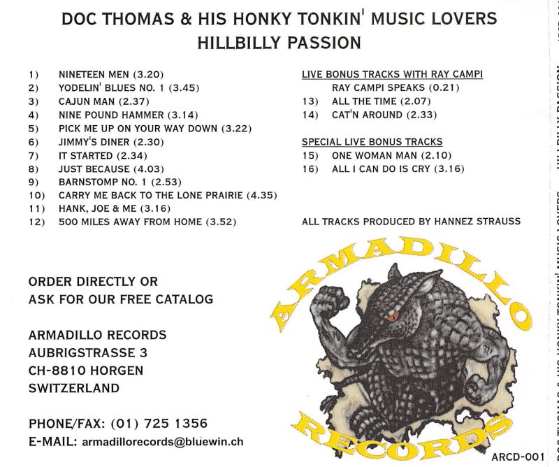 CD - Doc Thomas & His Honky Tonkin' Music Lovers - Hillbilly Passion