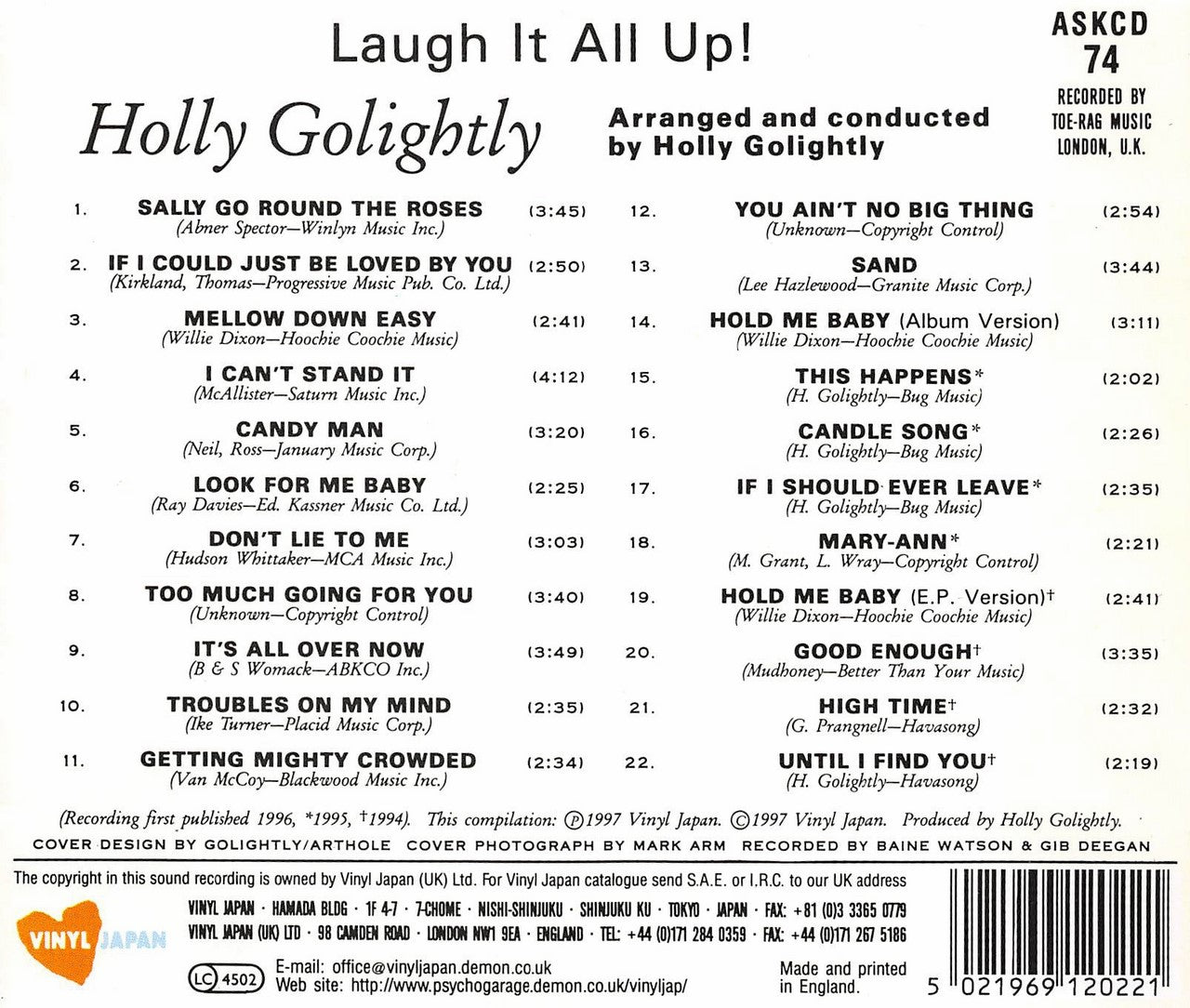 CD - Holly Golightly - Laugh It All Up!