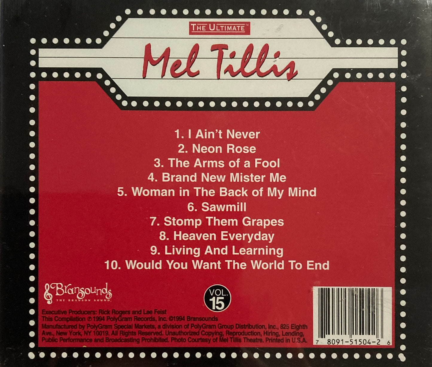 CD - Mel Tillis - Vol. 15