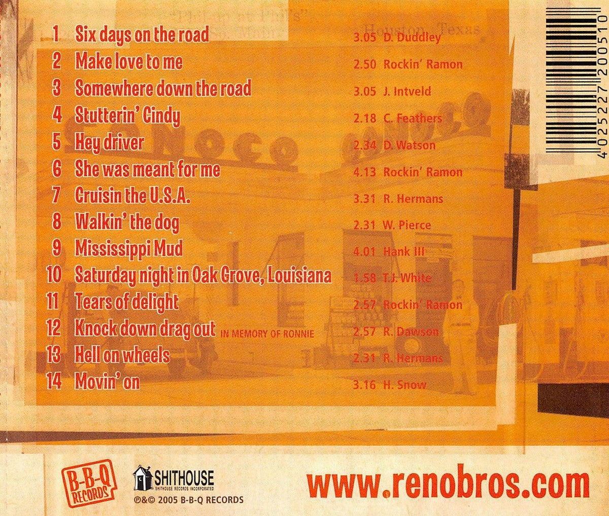 CD - Reno Brothers - Six Years On The Road And Movin On