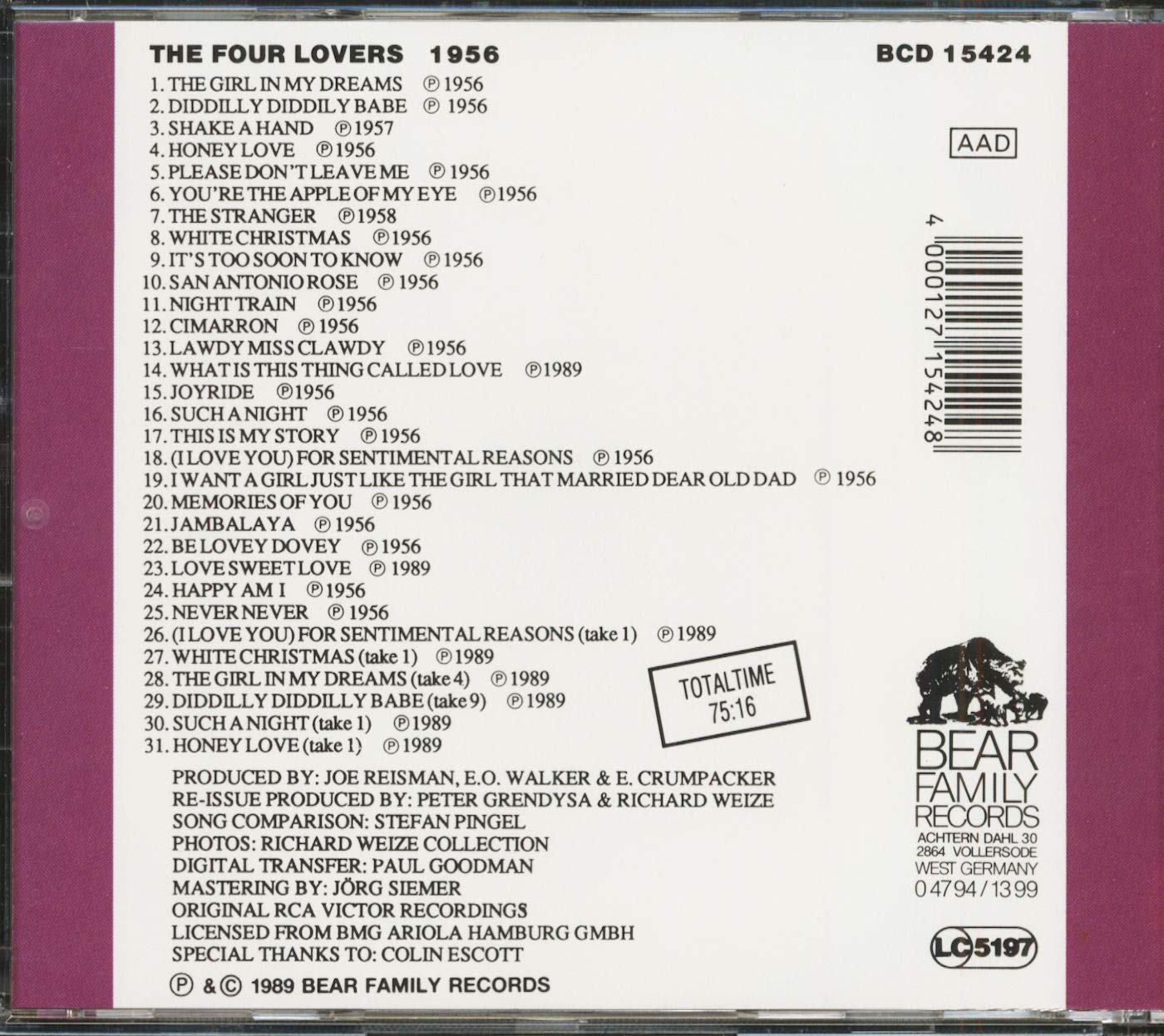 CD - Four Lovers - The Four Lovers 1956