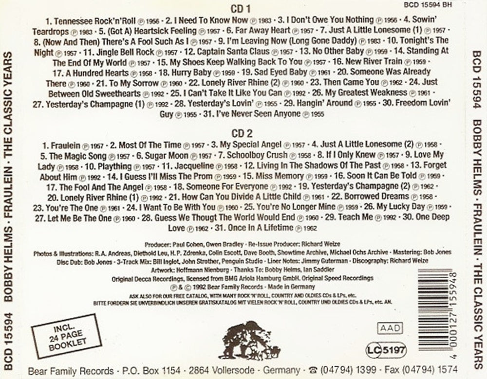 CD-2 - Bobby Helms - Fraulin , The Classic Years